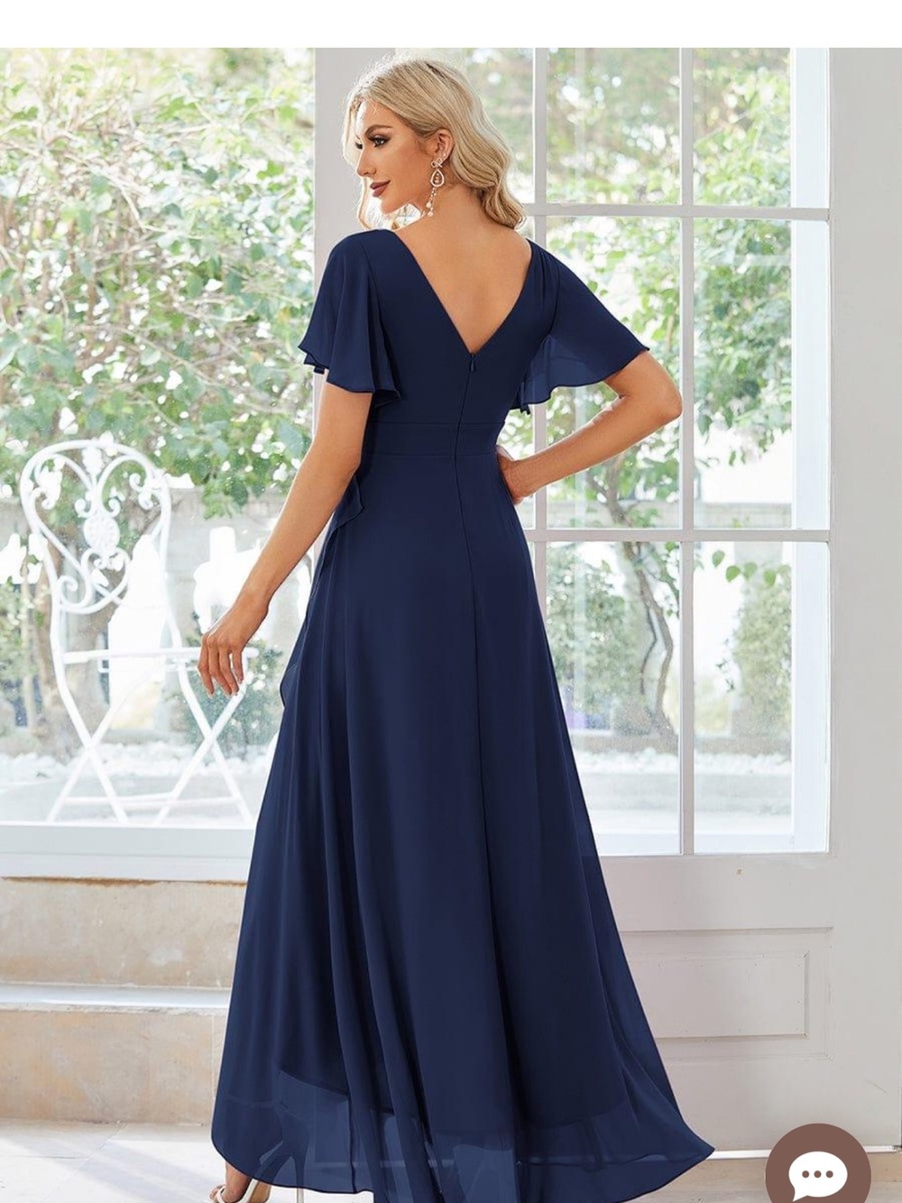 Ever Pretty Navy Charming Chiffon Bridesmaid Dress Lotus Leaf Hem NWT Size 10 - Picture 2 of 16